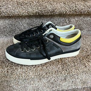 Louis Vuitton Men's Black Leather/Suede Lace Up Sneaker Shoes.